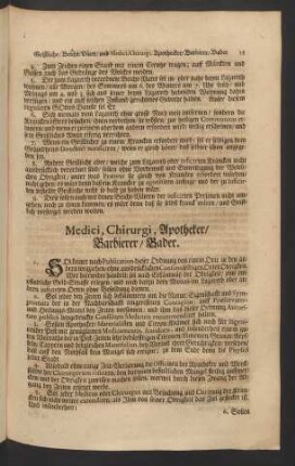 Medici, Chriurgi, Apotheker/ Barbierer/ Bader.