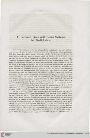 V. Versuch eines natürlichen Systems der Radiolarien