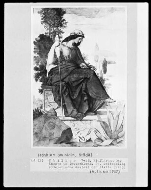 Dreiteiliges Wandbild aus dem alten Städelschen Institut — Allegorische Figur der Italia
