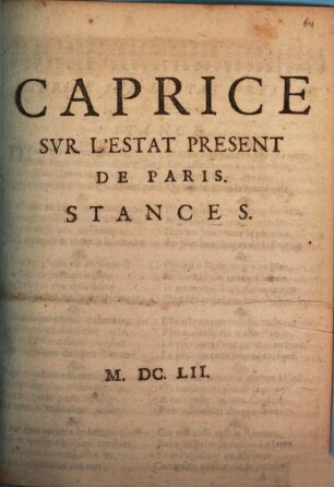 Caprice sur l'estat présent de Paris