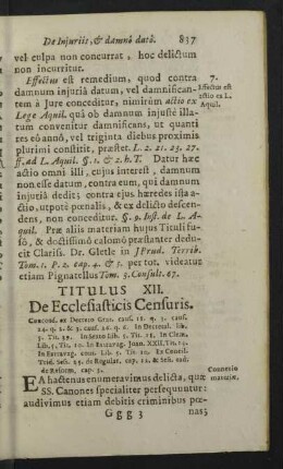 Titulus XII. De Ecclesiasticis Censuris.