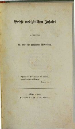 Briefe medizinischen Inhaltes