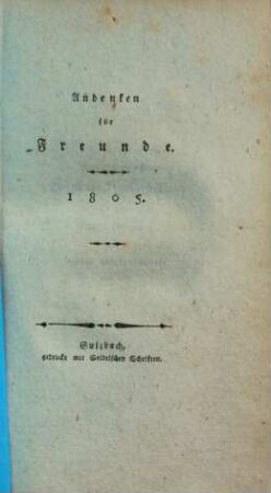 Andenken für Freunde. 1805