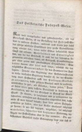 2. Das Holsteinische Fuhrpost-Wesen.