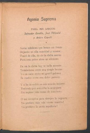 Agonía suprema : Para mis amigos: Salvador Gentile, José Fittipaldi y Arturo Caputti