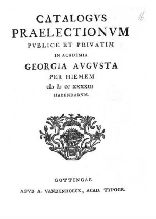 WS 1743: Catalogus praelectionum publice et privatim in Academia Georgia Augusta ... habendarum