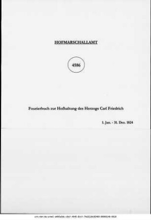 Fourierbuch zur Hofhaltung des Herzogs Carl Friedrich