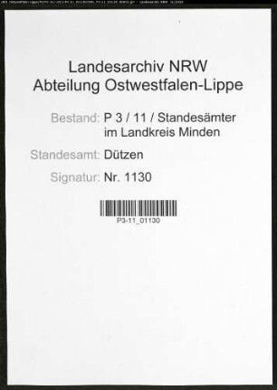 Sterberegister Standesamt Dützen