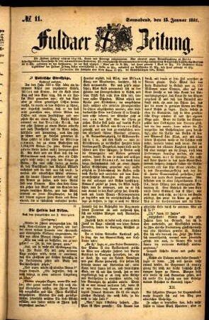 Ausgabe vom Samstag, den 15. Januar 1881.