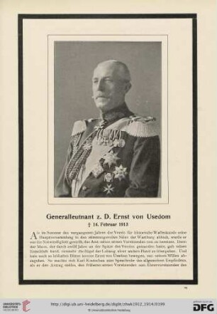 6: Generalleutnant z.D. Ernst von Usedom : † 14. Februar 1913