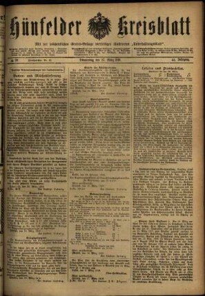 Ausgabe vom Donnerstag, den 27. März 1919.