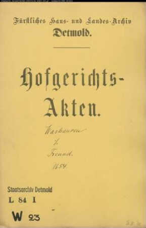 Warhaus (Warhausen, Wahrhausen), Johann, Bürger und Kaufhändler in Hamburg gegen Bernd Freund - Schuldforderung