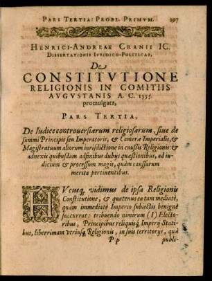Pars Tertia, De Iudice controversiarum religiosarum ...