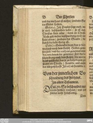 Von der innerlichen Beschneidung der hertzens.