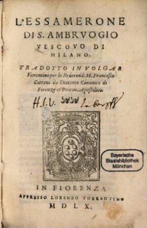 L' essamerone di S. Ambrogio