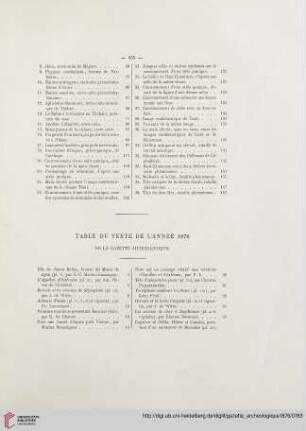 Table du texte de l’année 1876
