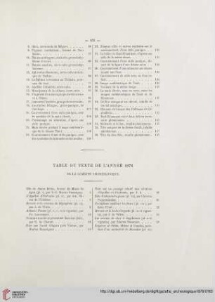 Table du texte de l’année 1876