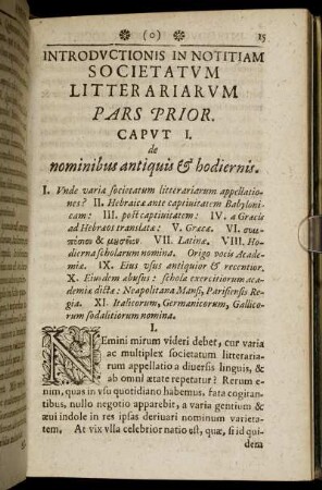 Caput I. de nominibus antiquis & hodiernis