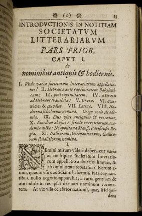 Caput I. de nominibus antiquis & hodiernis