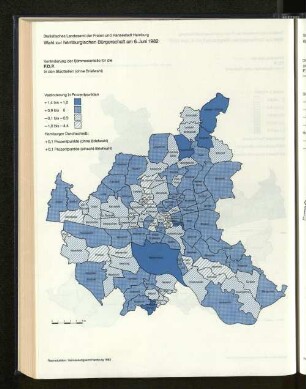 Veränderung der Stimmenanteile für die F.D.P. in den Stadtteilen