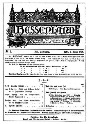 12.1898: Hessenland : Zeitschrift für hessische Geschichte und Literatur