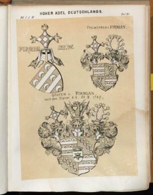 Taf. 91. Firmian St. W. - Freiherren v. Firmian. - Grafen v. Firmian. nach dem Diplom d. d. 20.IX.1740