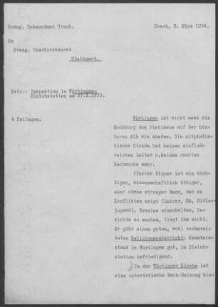 Würtingen-Bleichstetten: Inspektionsbericht 1933