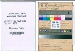 Entnazifizierung Paula Doenges , geb. 10.02.1889 (Einzelhaendlerin)