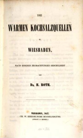 Die warmen Kochsalzquellen zu Wiesbaden