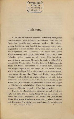 Friedrich Nietzsche an der Grenzscheide zweier Weltalter : Versuch einer Beleuchtung vom Standpunkte einer neuen Weltanschauung