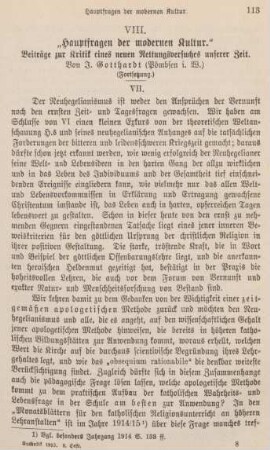 113-131 "Hauptfragen der modernen Kultur" : Beiträge zur Kritik eines neuen Rettungsversuches unserer Zeit (Fortsetzung)