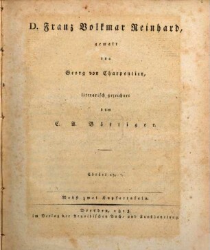 D. Franz Volkmar Reinhard : nebst zwei Kupfertafeln