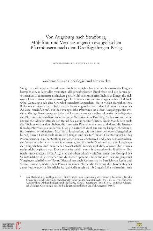 Von Augsburg nach Straßburg : Mobilität und Vernetzung in evangelischen Pfarrhäusern nach dem Dreißigjährigen Krieg