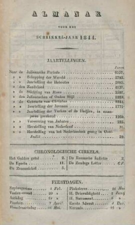 Almanak voor het Schrikkel-Jaar 1844