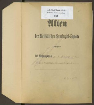 Rechnungswesen (Westfälische Provinzialsynode): Betriebsfonds der Kasse der Westfälischen Provinzial-Synode