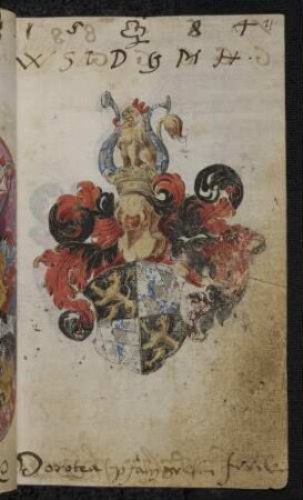 Wappen: Pfalzgräfin Dorothea (von Pfalz-Lautern; später Fürstin von Anhalt-Dessau) (1581-1631), Eintrag 1584