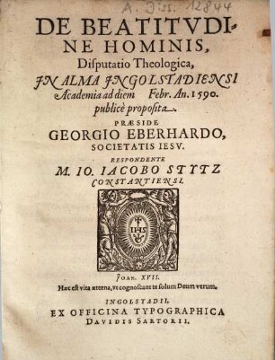 De beatitudine hominis disputatio theologica