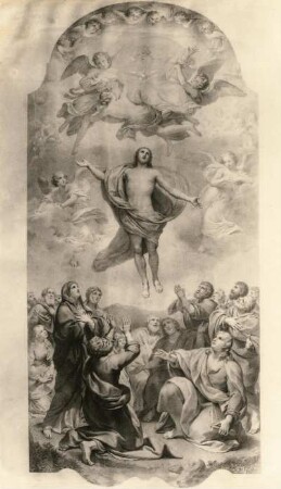 Himmelfahrt Christi : Himmelfahrt Christi. Stich (vor 1883; Nach Altarbild in der Dresdener Hofkirche von A. R. Mengs). Dresden: Kupferstich-Kabinett (Geschenk 1883)