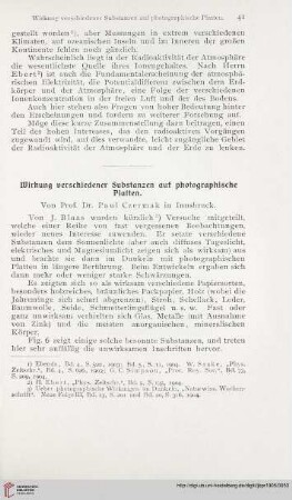 19: Wirkung verschiedener Substanzen auf photographische Platten