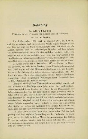 Nekrolog des Dr. Alfred Leuze