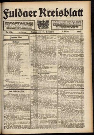 Zweite Ausgabe vom Freitag, den 10. November 1911.