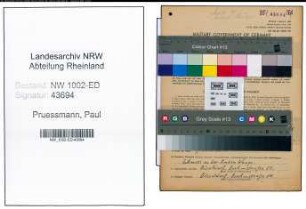 Entnazifizierung Paul Pruessmann, geb. 05.05.1890 (Studienrat)