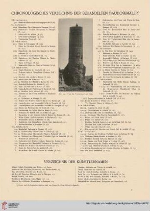 Chronologisches Verzeichnis der behandelten Baudenkmäler