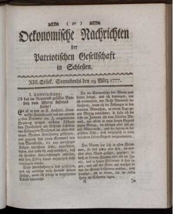 XIII. Stück. Sonnabends den 29 März 1777.