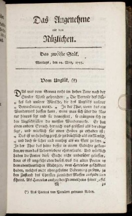 Das zwölfte Stück. Montags, den 24. Merz, 1755.