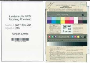 Entnazifizierung Emma Klinger , geb. 09.06.1901 (Sekretaerin)