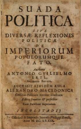 Suada Politica Sive Diversae Reflexiones Politicae De Imperiorum Populorumque Fato