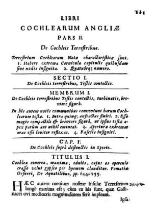 Libri Cochlearum Angliae Pars II. De Cochleis Terrestribus