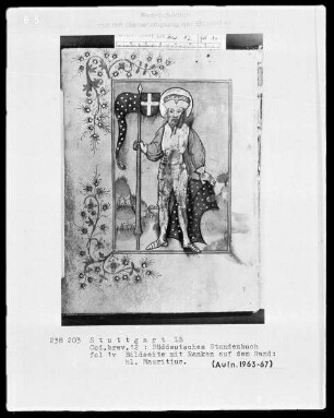 Deutsches Gebetbuch (Waldburg-Gebetbuch) — Heiliger Mauritius, Folio 1verso
