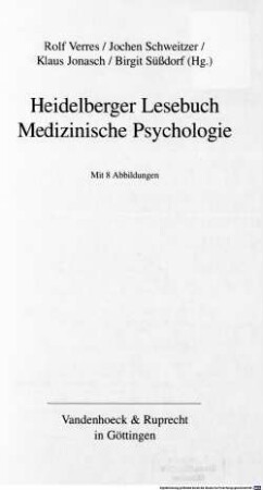 Heidelberger Lesebuch medizinische Psychologie